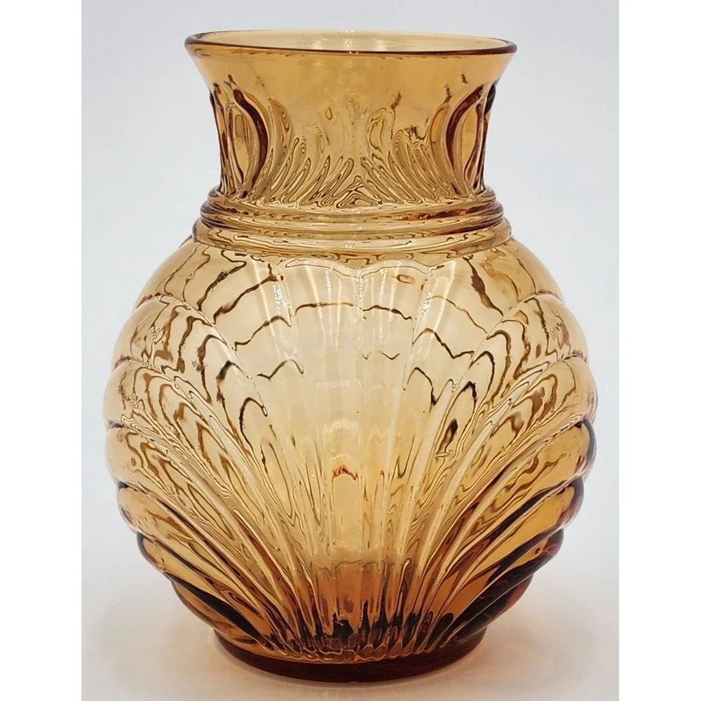 Elegant CAMBRIDGE Glass Amber CAPRICE Ball Vase